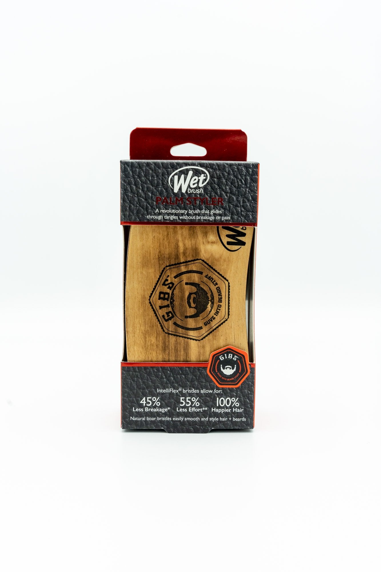 GIBS Wooden Palm Boar Brush with Inteliflex bristles
