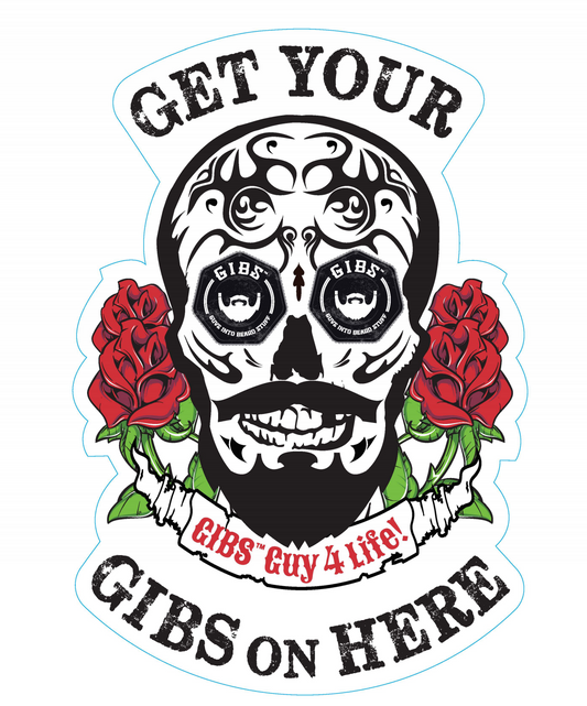 Inside Window Decal Sticker (facing out): GIBS SUGAR SKULL